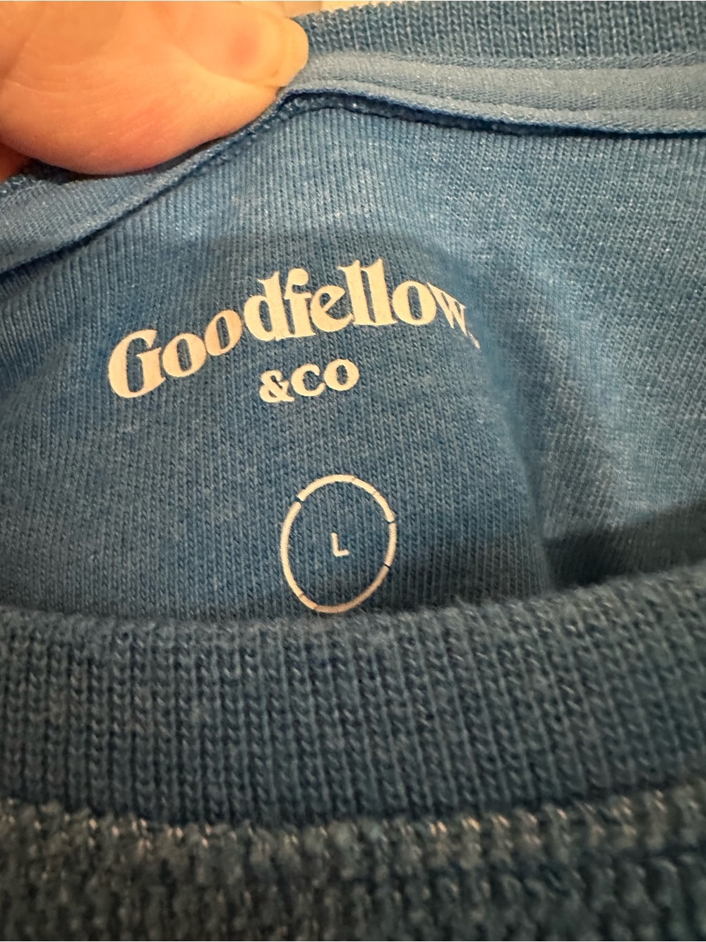 Goodfellow and Co Blue Crewneck Pullover waffle knit Sweater - Picture 3 of 6